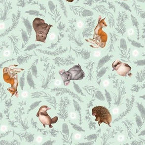 Little Aussie Friends - Small Animal Scatter Print - Mint