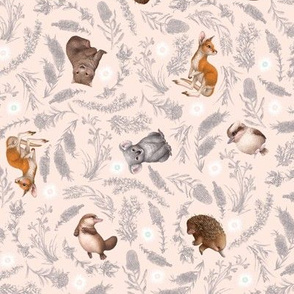 Little Aussie Friends - Small Animal Scatter Print - Peach