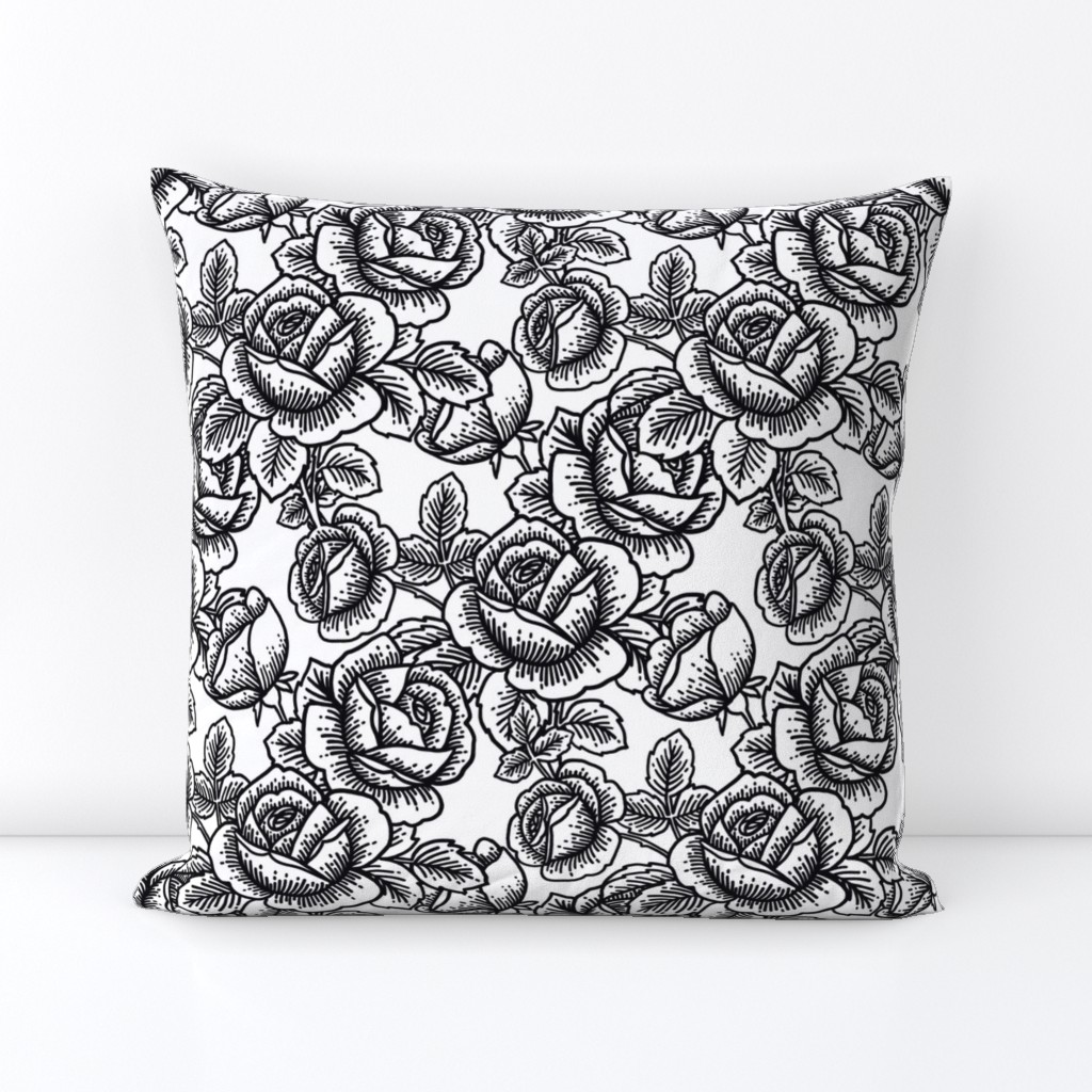 Vintage roses - black and white