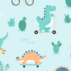 Dino-mite - BIG - mint orange green dinosaurs