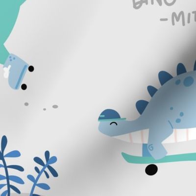 Dino-mite - BIG - gray blue mint dinosaurs