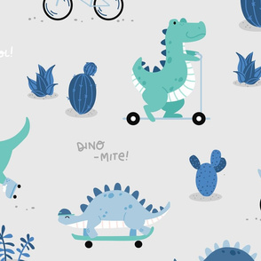 Dino-mite - BIG - gray blue mint dinosaurs