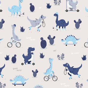 Dino-mite - BIG - grey navy dinosaurs