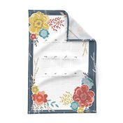 Navy Vintage Floral 2021 Tea Towel Calendar