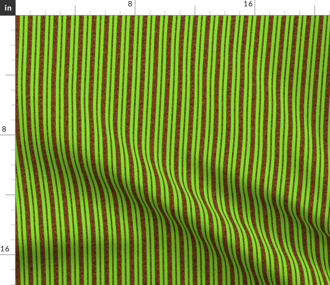 CD1 - Narrow Sparkly Copper Stripes on Lime Green