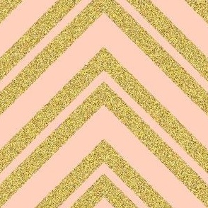 Chevron Stripes in Pastel Peach and Gold with Digital Glitter - CSMC8 - 10.5 inch fabric repeat - 12 inch wallpaper repeat