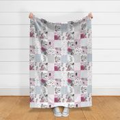 21" Girl Wolf with Flowers Wholecloth Quilt 90 degrees