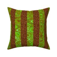 CSMC1 -  Glitzy Marbled Stripes in Rusty Brown, Lime and Olive Greens - wide stripes