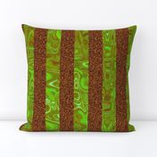 CSMC1 -  Glitzy Marbled Stripes in Rusty Brown, Lime and Olive Greens - wide stripes