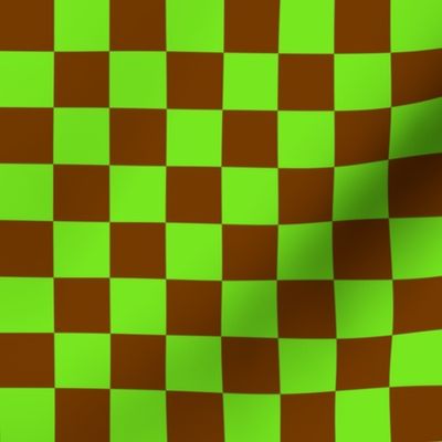 CSMC1 -  Lime and Rusty Brown Checkerboard - 1 inch checks 