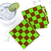 CSMC1 -  Lime and Rusty Brown Checkerboard - 1 inch checks 