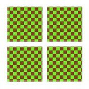 CSMC1 -  Lime and Rusty Brown Checkerboard - 1 inch checks 