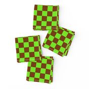 CSMC1 -  Lime and Rusty Brown Checkerboard - 1 inch checks 