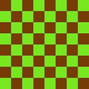 CSMC1 -  Lime and Rusty Brown Checkerboard - 1 inch checks 