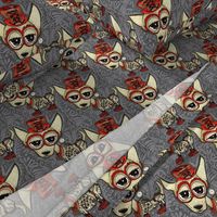 Steampunk Chihuahua victorian ornate, large scale, gray grey beige red