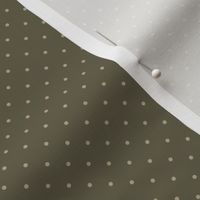 ★ VINTAGE POLKA DOTS ★ Dark Olive, Small Scale / Collection : Swallows & Polka Dots – Rockabilly Prints