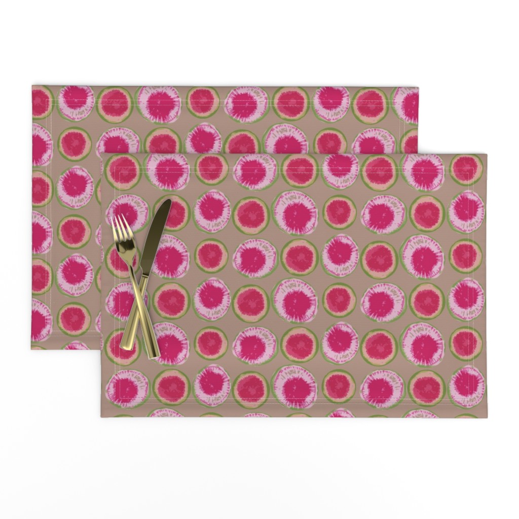 Sliced Watermelon Radishes on Linen Background