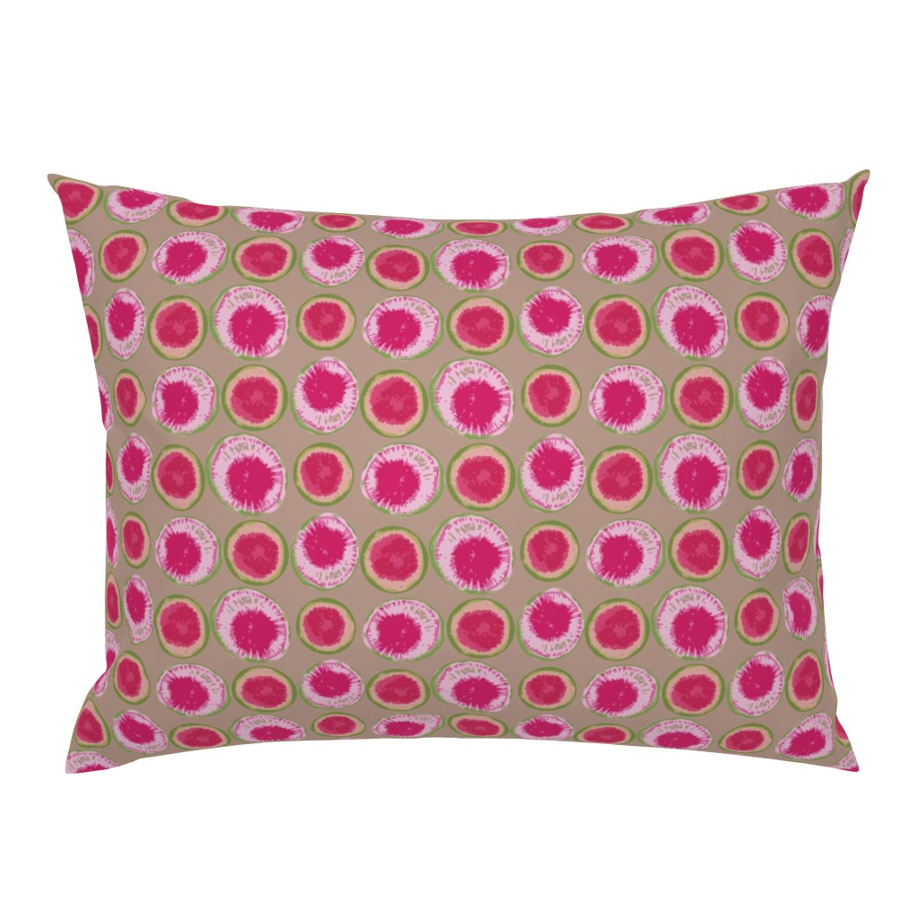 Sliced Watermelon Radishes on Linen Background