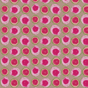 Sliced Watermelon Radishes on Linen Background