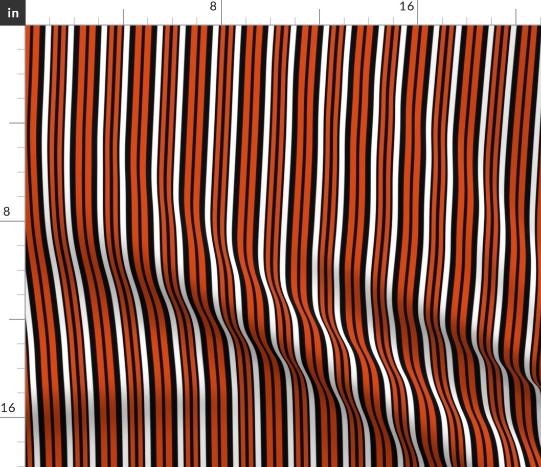 Orange Black and White Vertical  Stripes