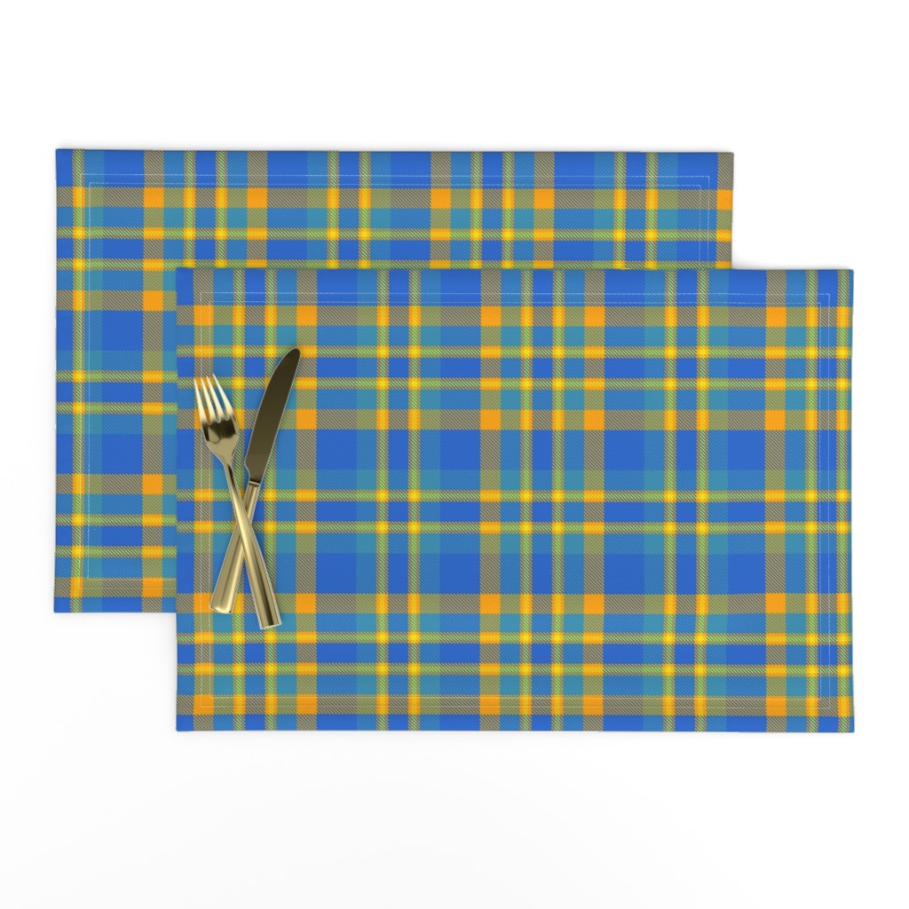 Blue Gold Yellow  Plaid