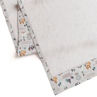 Tribal Woodland - SMALL - cute animals - boys green beige