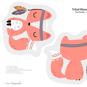 Tribal Woodland - bunny plushie softie cut&sew