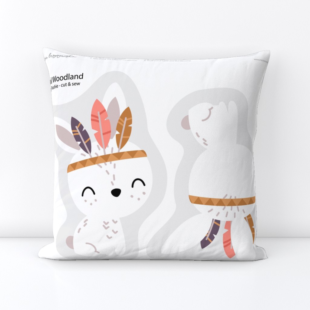 Tribal Woodland - bunny plushie softie cut&sew