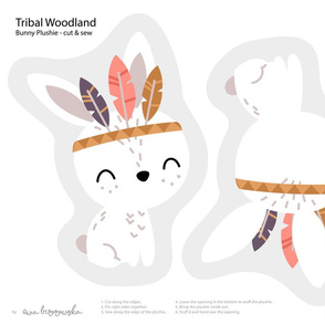 Tribal Woodland - bunny plushie softie cut&sew
