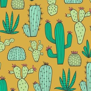 Cactus on Mustard Yellow