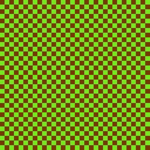 CSMC1  -  Lime and Rusty Brown  Checkerboard - Small - Quarter Inch Checks