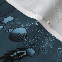 Landing on the Moon: Astronauts Comic Art (blue)