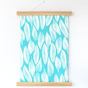 Palm Leaves White on Turquoise 300L