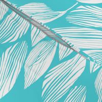 Palm Leaves White on Turquoise 300L