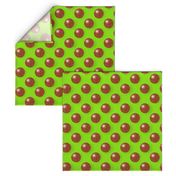 CSMC2 - Large - Speckled Rusty Brown Polka Dots on Lime Green