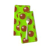 CSMC2 - Large - Speckled Rusty Brown Polka Dots on Lime Green