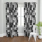 Baby Shark Family Cheater Quilt black and white