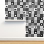 Baby Shark Family Cheater Quilt black and white