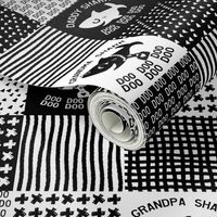 Baby Shark Family Cheater Quilt black and white