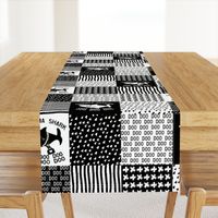 Baby Shark Family Cheater Quilt black and white