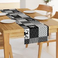 Baby Shark Family Cheater Quilt black and white