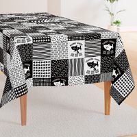Baby Shark Family Cheater Quilt black and white