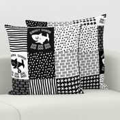 Baby Shark Family Cheater Quilt black and white