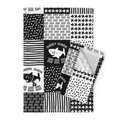 Baby Shark Family Cheater Quilt black and white