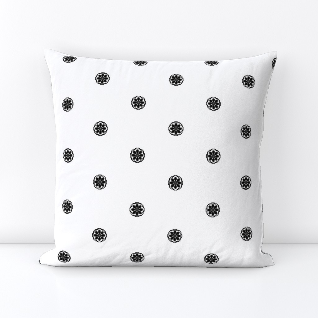 Black and White Button Spots on White - Small Scale