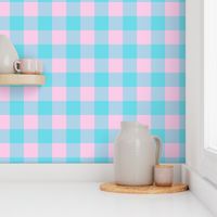 Buffalo Plaid // Cotton Candy (Turquoise & Blush)