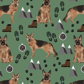 german shepherd hiking dog print mountain, hiking, footprints, paw prints - green