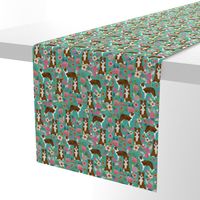 red border collie dog florals - floral dog, turquoise