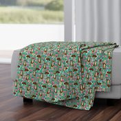 red border collie dog florals - floral dog, turquoise