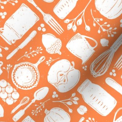 Orange + White Fall Vintage Baking Diagonal // Sing for Your Supper Fall-Autumn Edition // Kitchen Memories (RR for fat quarter tea towels)